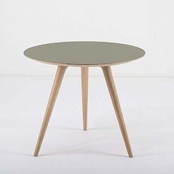 Arp tölgyfa kisasztal zöld asztallappal, Ø 55 cm - Gazzda