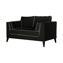 Atalaia Black fekete kétszemélyes kanapé krémszínű részletekkel - Stella Cadente Maison