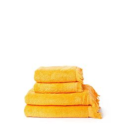 Basic 2 részes citromsárga fürdőlepedő és 2 részes törölköző szett tiszta pamutból - Casa Di Bassi