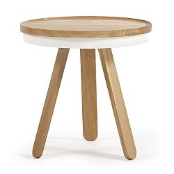Batea S természetes hatású-fehér tölgyfa rakodóasztal tálcával - Woodendot