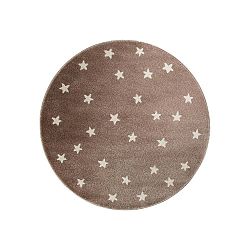 Beige barna, kerek szőnyeg csillag mintával, 100 x 100 cm - KICOTI