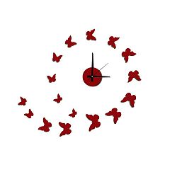 Butterflies Red óra alakú falmatrica, ⌀ 60 cm - Mauro Ferretti