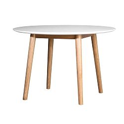 Eelis fehér étkezőasztal tölgyfa alappal, ⌀ 110 cm - We47