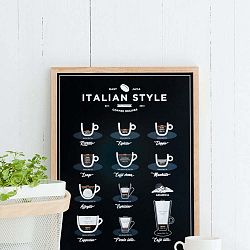 Italian Style Coffee Black poszter, 50x70 cm - Follygraph