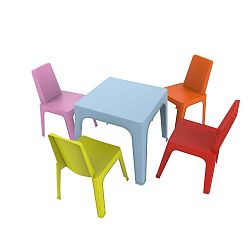 Julieta gyerek kerti garnitúra, 1 kék asztal és 4 szék - Resol