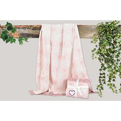 Kalp rózsaszín takaró pamut keverékből, 155 x 125 cm - Dolce Bonita