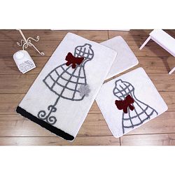 Knit Knot 3 darabos fehér fürdőszobaszőnyeg szett ruha motívummal