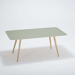 Linn tömör tölgyfa étkezőasztal zöld asztallappal, 180 x 90 cm - Gazzda
