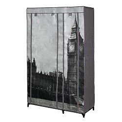 London szürke ruhatároló szövetszekrény, 160 x 105 cm - London