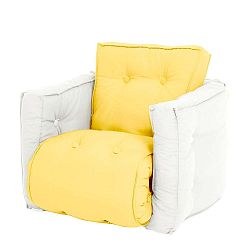 Mini Dice sárga kinyitható gyermek fotel natúr vázzal - Karup