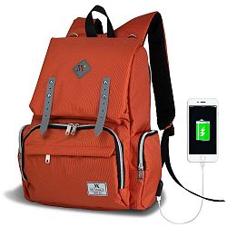 MOTHER STAR Baby Care Backpack narancssárga hátizsák anyukáknak USB csatlakozóval - My Valice
