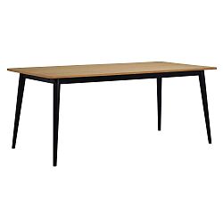 Pan étkezőasztal tölgyfamintás asztallappal és fekete lábakkal, 180 x 90 cm - Folke