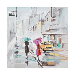 Rain Paris kézzel festett kép fenyőfa keretben, 100 x 100 cm - Mauro Ferretti