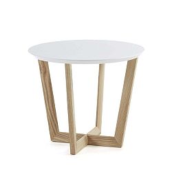 Rondo kőrisfa kisasztal fehér asztallappal, ⌀ 60 cm - La Forma