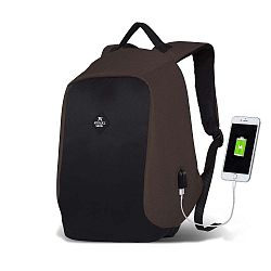 SECRET Smart Bag sötétbarna-fekete hátizsák USB csatlakozóval - My Valice