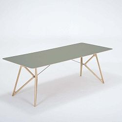 Tink tömör tölgyfa étkezőasztal zöld asztallappal, 220 x 90 cm - Gazzda