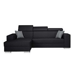 Tresor fekete kanapé szürke párnákkal, bal oldalas - Interieur De Famille Paris