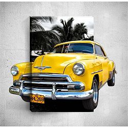 Yellow Retro Car 3D fali kép, 40 x 60 cm - Mosticx