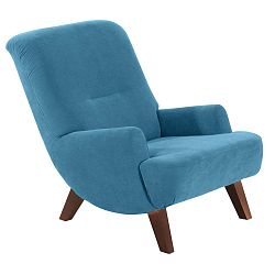 Brandford Velor petróleum kék fotel sötétbarna lábakkal - Max Winzer