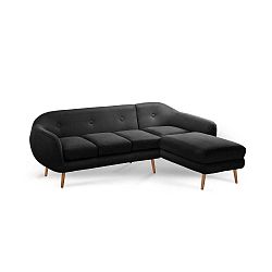 Fekete háromszemélyes kanapé, jobb oldali kivitel - Scandi by Stella Cadente Maison
