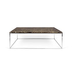 Gleam barna, márvány dohányzóasztal krómozott lábakkal, 75 x 120 cm - TemaHome