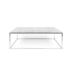 Gleam fehér márvány dohányzóasztal krómozott lábakkal, 75 x 120 cm - TemaHome