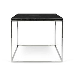 Gleam fekete márvány dohányzóasztal krómozott lábakkal, 50 x 50 cm - TemaHome