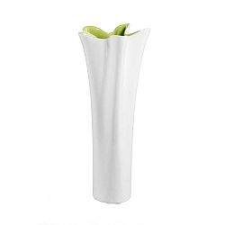 Mica fehér kerámia váza zöld részletekkel, magassága 54,5 cm - Mauro Ferretti