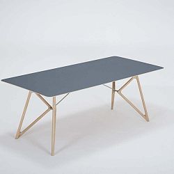 Tink tömör tölgyfa étkezőasztal sötétkék asztallappal, 200 x 90 cm - Gazzda