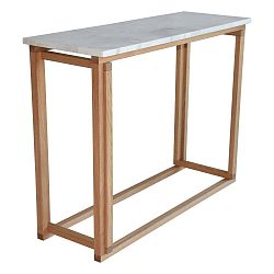 Accent fehér márvány kávézó asztal tölgyfa vázzal, 100 cm széles - RGE