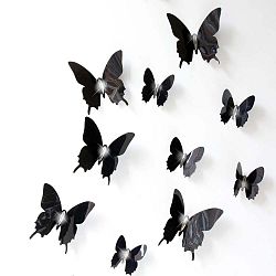 Ambiance Wall Butterflies fekete 3D hatású 12 darabos falmatrica szett - Ambiance