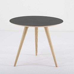 Arp tölgyfa kisasztal fekete asztallappal, Ø 55 cm - Gazzda