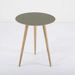 Arp tölgyfa kisasztal zöld asztallappal, Ø 45 cm - Gazzda