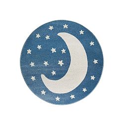 Azure Moon kék, kerek szőnyeg hold mintával, 80 x 80 cm - KICOTI