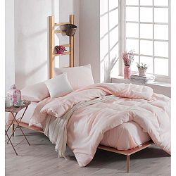 Basso Merun halvány rózsaszín ágyneműhuzat-garnitúra lepedővel kétszemélyes ágyhoz, 200 x 220 cm