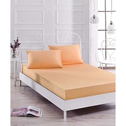 Basso Pomme halvány narancssárga lepedő és 2 párnahuzat szett egyszemélyes ágyhoz, 160 x 200 cm