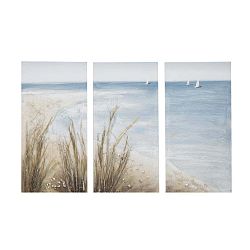 Beach háromrészes, kézzel festett kép fenyőfa keretben, 90 x 60 cm - Mauro Ferretti