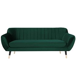 Benito zöld háromszemélyes kanapé fekete lábakkal - Mazzini Sofas