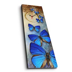 Blue Butterfly dekoratív falióra, 30 x 90 cm