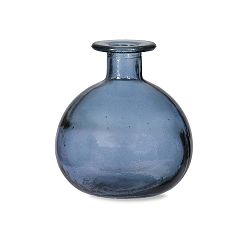 Blue kék kerek váza újrahasznosított üvegből, ⌀ 11 cm - Garden Trading