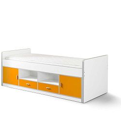 Bonny fehér-narancssárga ágyneműtartós gyerekágy, 200 x 90 cm - Vipack