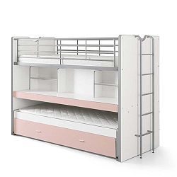 Bonny fehér-rózsaszín emeletes ágy polcokkal, 220 x 100 cm - Vipack