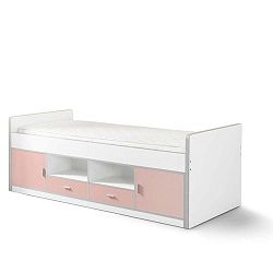 Bonny fehér-rózsaszín gyerekágy tárolóval, 200 x 90 cm - Vipack