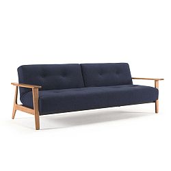 Buri kék kinyitható kanapé, világosbarna lábakkal - Innovation