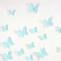 Butterflies 12 darabos türkiz, 3D falmatrica szett - Ambiance
