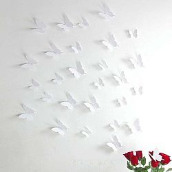 Butterflies fehér 3D hatású 12 darabos falmatrica szett - Ambiance