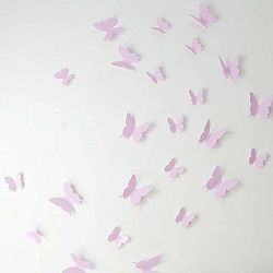 Butterflies rózsaszín 3D hatású 12 darabos falmatrica szett - Ambiance