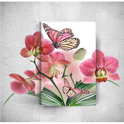 Butterflies With Flowers 3D fali kép, 40 x 60 cm - Mosticx