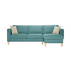 Canoa kék, jobbos kialakítású kanapé fekvőfotellel és 2 krémszínű párnával - Stella Cadente Maison
