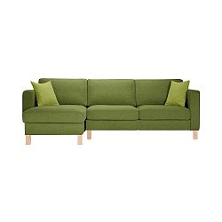 Canoa zöld, balos kialakítású kanapé fekvőfotellel és 2 világoszöld párnával - Stella Cadente Maison
